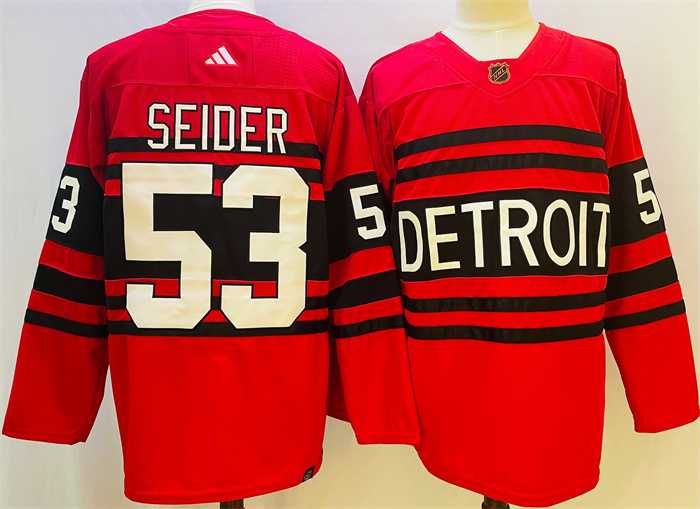 Mens Detroit Red Wings #53 Moritz Seider Red 2022-23 Reverse Retro Stitched Jersey->detroit red wings->NHL Jersey